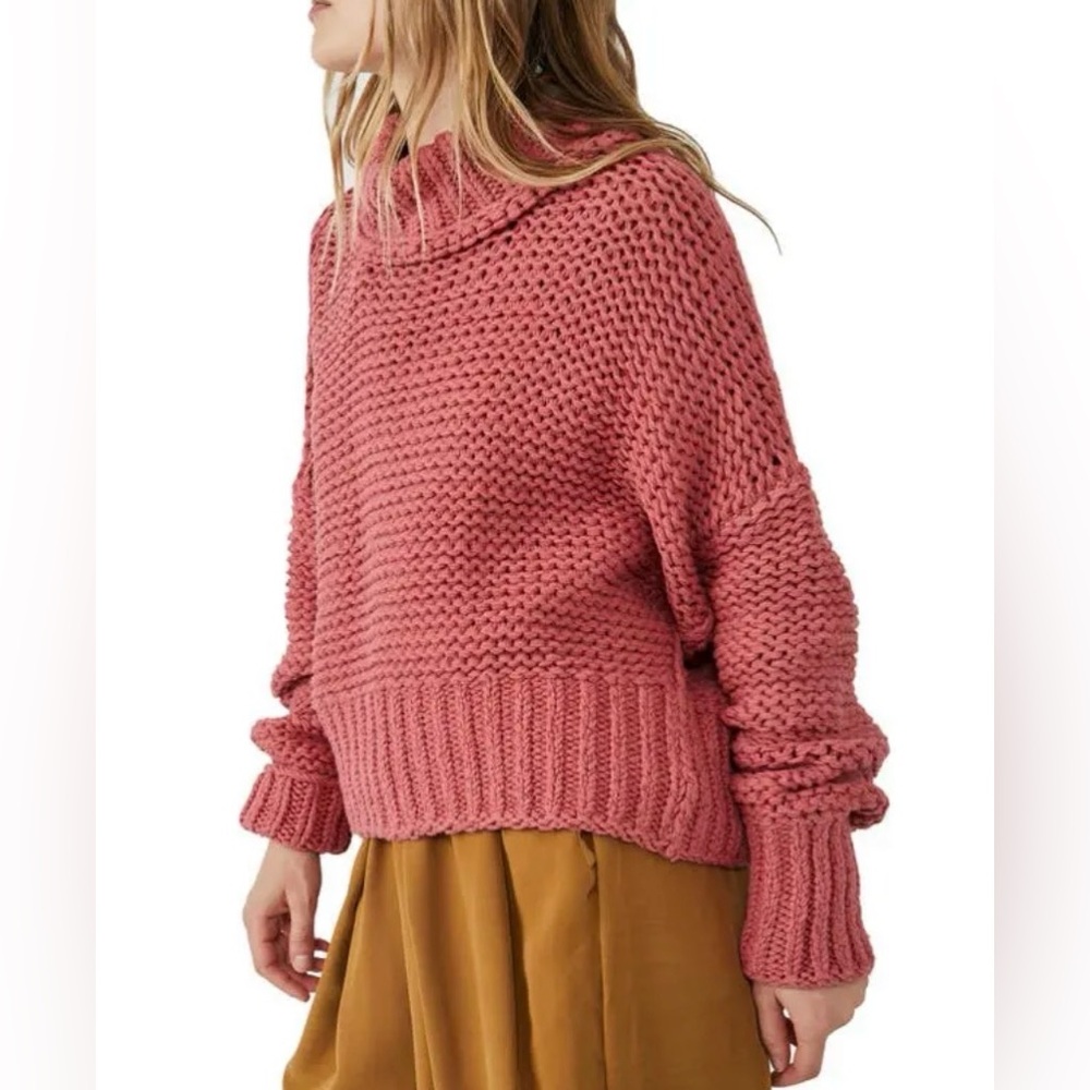 FREE PEOPLE Chunky Mock Neck Sweater - Rosette $108 MSRP